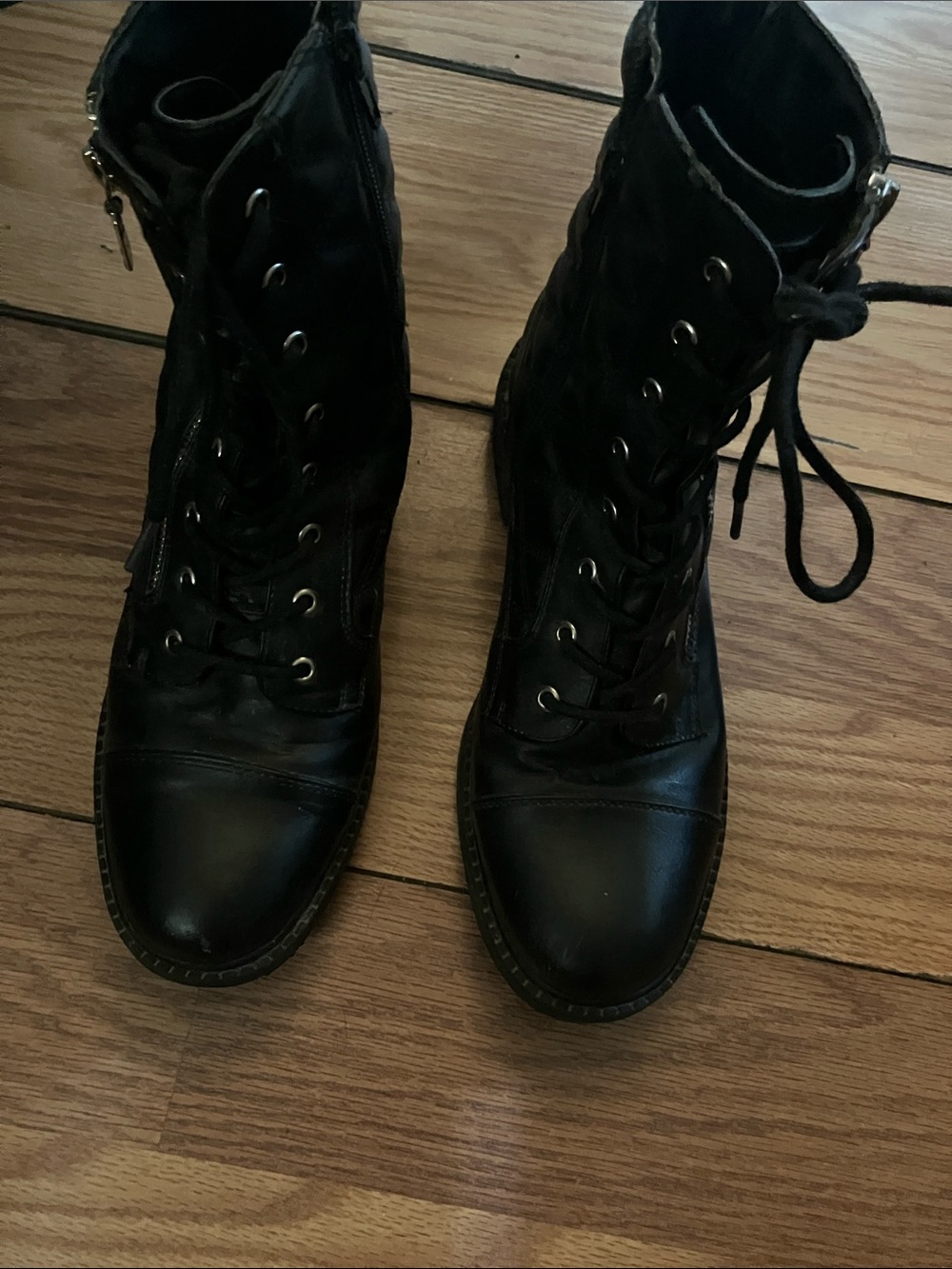 Women's Black Lace-Up Combat Boots